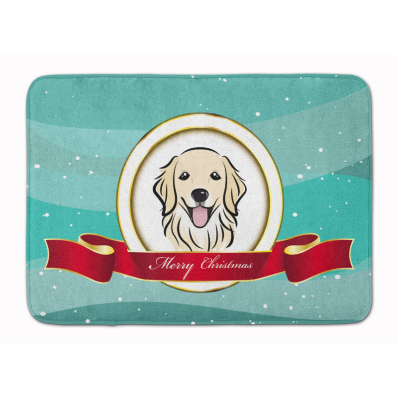 Retriever Merry Christmas Rectangle Microfiber Non-Slip Bath Rug
