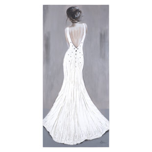 'Woman in White' - Wrapped Canvas Painting Print