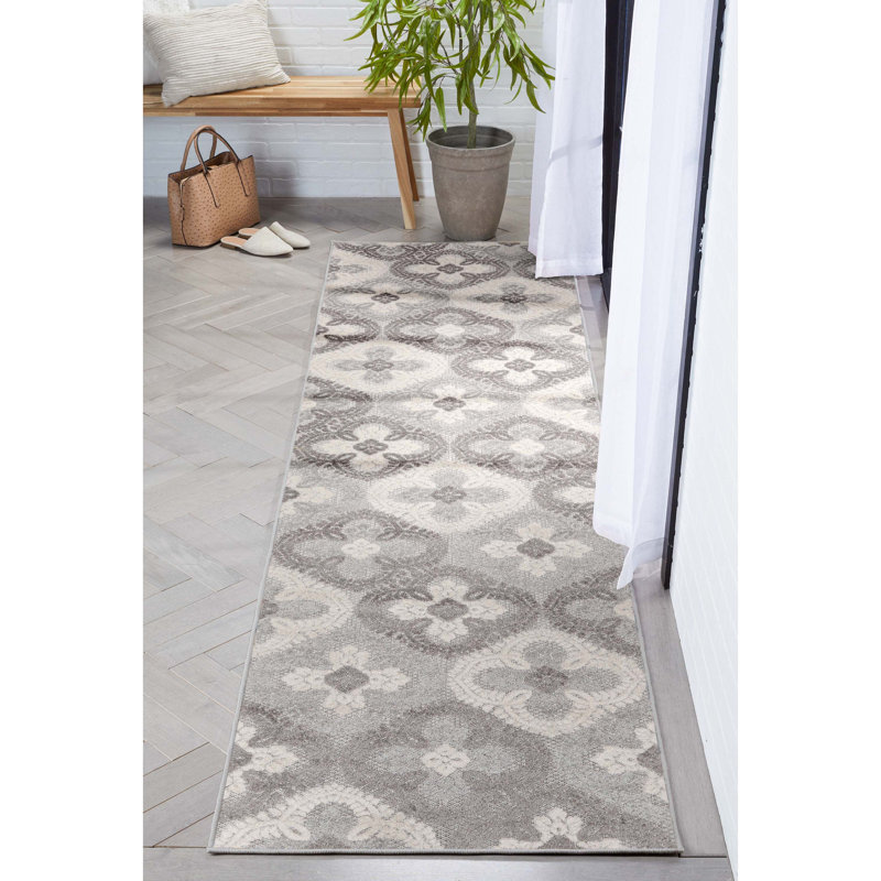 Tapis intérieur / extérieur gris Dickenson Loewy, Tapis de couloir 2 pi 7 po x 9 pi 10 po