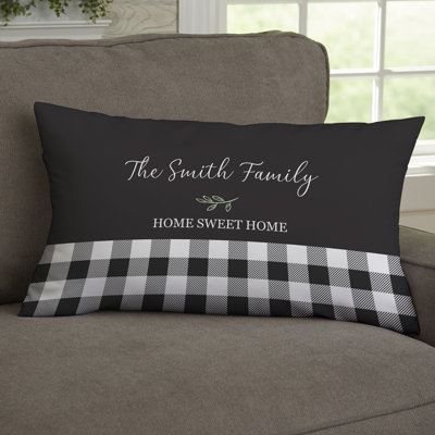 Housse de coussin rectangulaire et insert noir et blanc à carreaux Buffalo