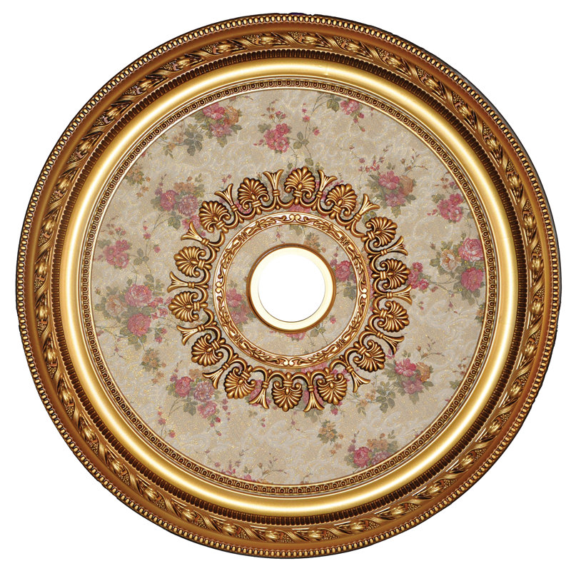 Rose Center Round Ceiling Medallion, Gold