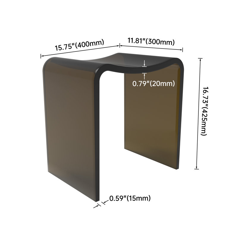 Freestanding Solid Surface Shower Stool, Transparent Brown