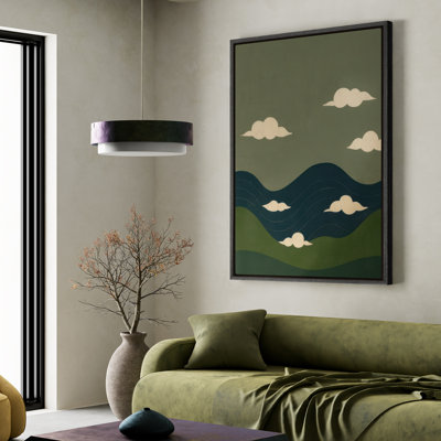 Art mural encadré, impressions murales abstraites rétro pour chambre à coucher - 16 po x 24 po