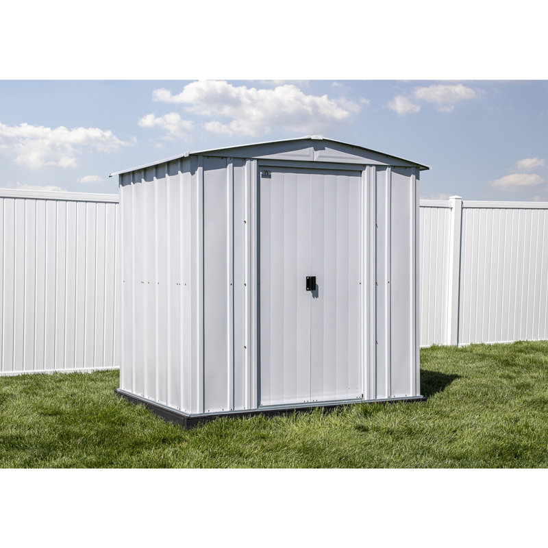Arrow Classic 6x5 Flute Grey Steel Storage Shed with Sliding Doors