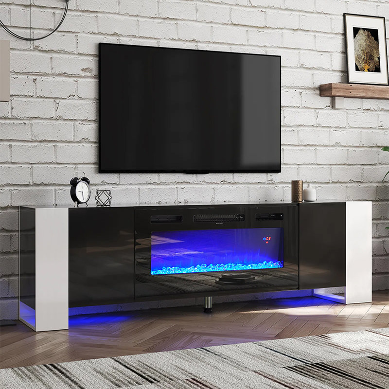 Metro Lane 178cm W Electric Fireplace with 5120 BTU, White/Black