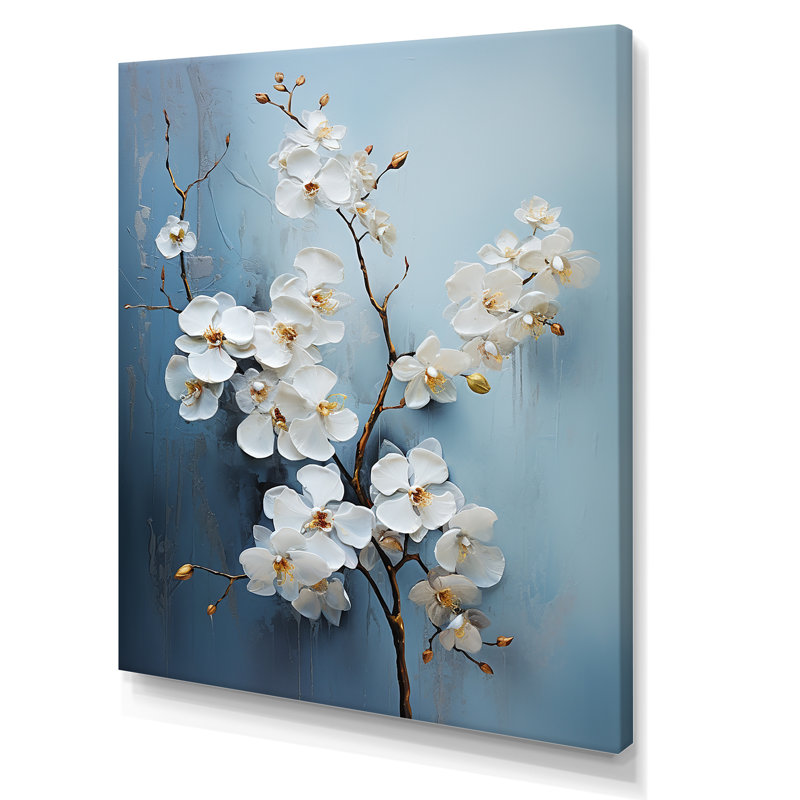 Orchidées beiges et dorées Simplicity I, Toile tendue, H 20 po x l 12 po x P 1 po