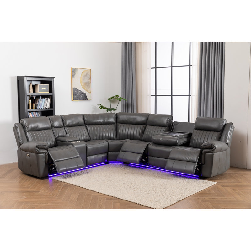 Canapé modulaire inclinable l 100 po Ronae, Gris