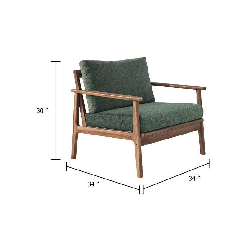 Ensemble de 2 chaises club de patio Anya, tissu Sundura, bois d'acacia brun, Vert mousse