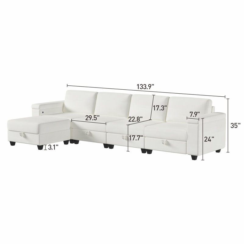 Canapé modulaire surdimensionné rembourré 5 pièces Beren