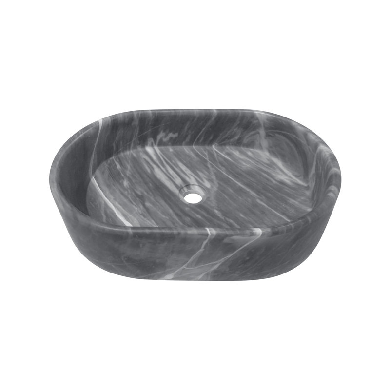 Carrara Gray Natural Marble Bathroom Vessel Sink, Gray