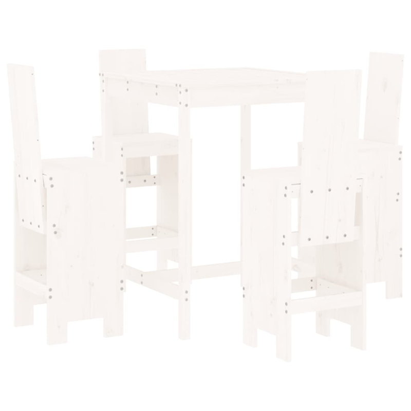 Avionne Brayden Studio Bar Set with Wood Frame and Solid Wood Outer Material, White