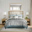 Ensemble de couette 12 pièces en satin de coton, bleu sarcelle, taille Queen-136111547
