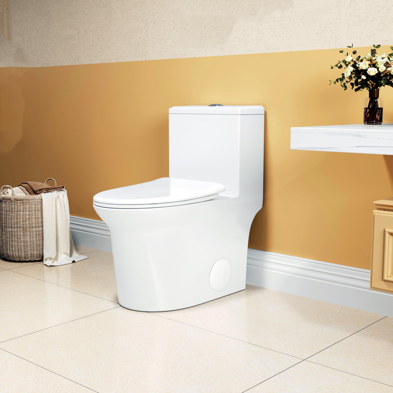1.1/1.6 GPF Extended Comfortable Height Ultra Quiet Floor Standing Integrated Toilet, Ceramic Material, White
