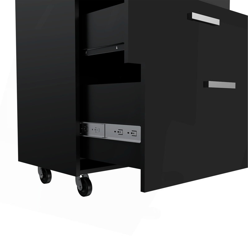 Armoire de rangement MultisStorage H 35 po, trois tiroirs, quatre roues, noir