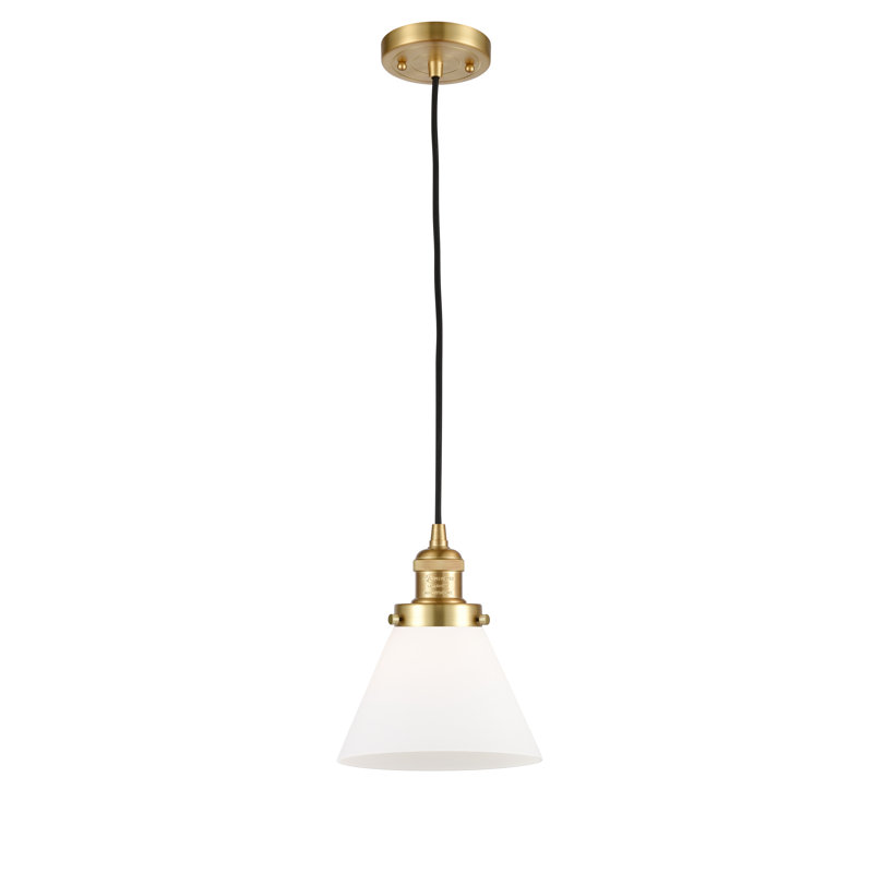 Parkview 1 - Light Single Pendant, 9.13" H x 7.75" W x 7.75" D, Matte White Cased, Satin Gold