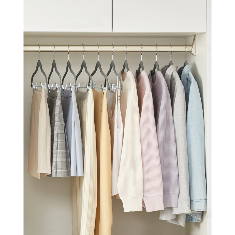 Trouser Hangers, Set Of 20 Velvet Hangers With Adjustable Clips, 42.5 Cm Long, Non-Slip, Space-Saving, For Skirts, Coats, Dresses