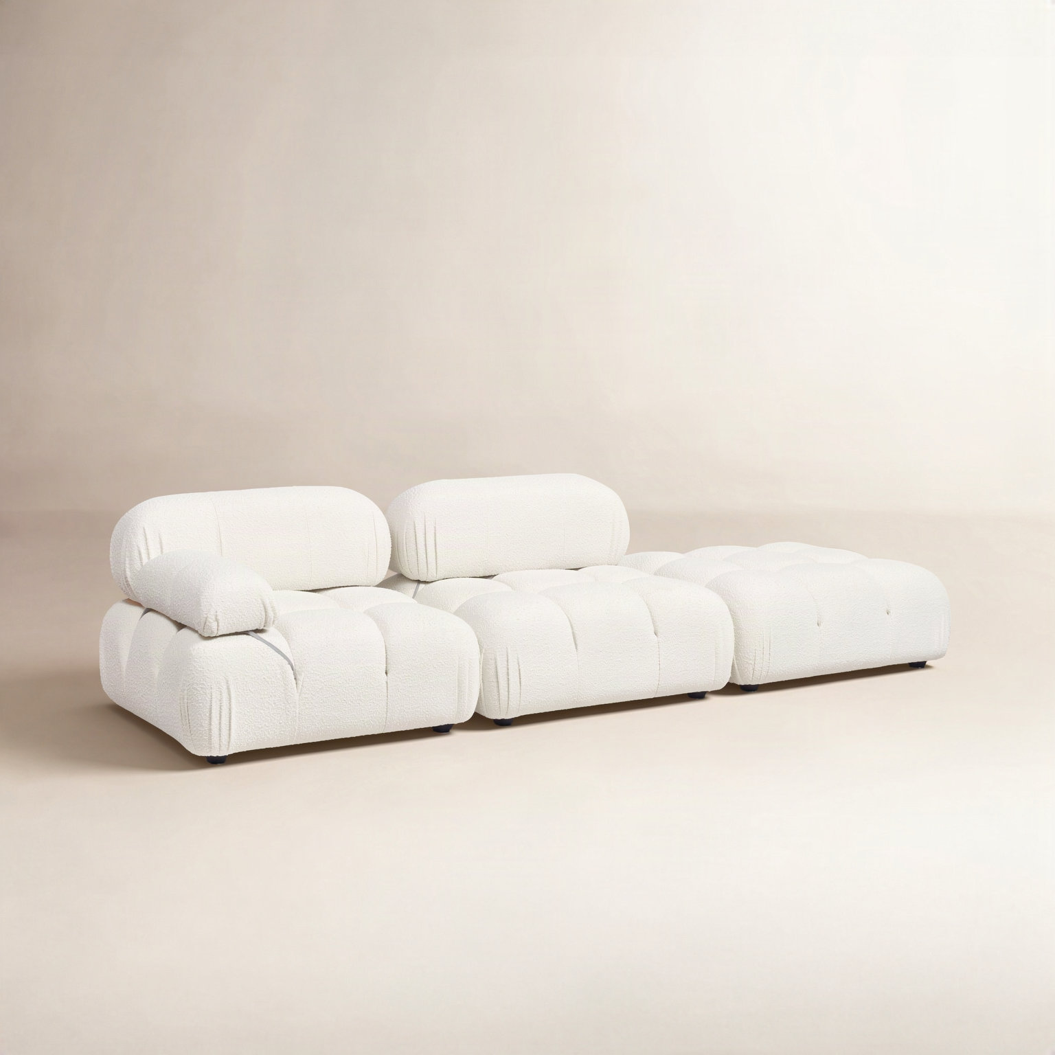 Sigma Upholstered Chaise Lounge, Ivory Boucle