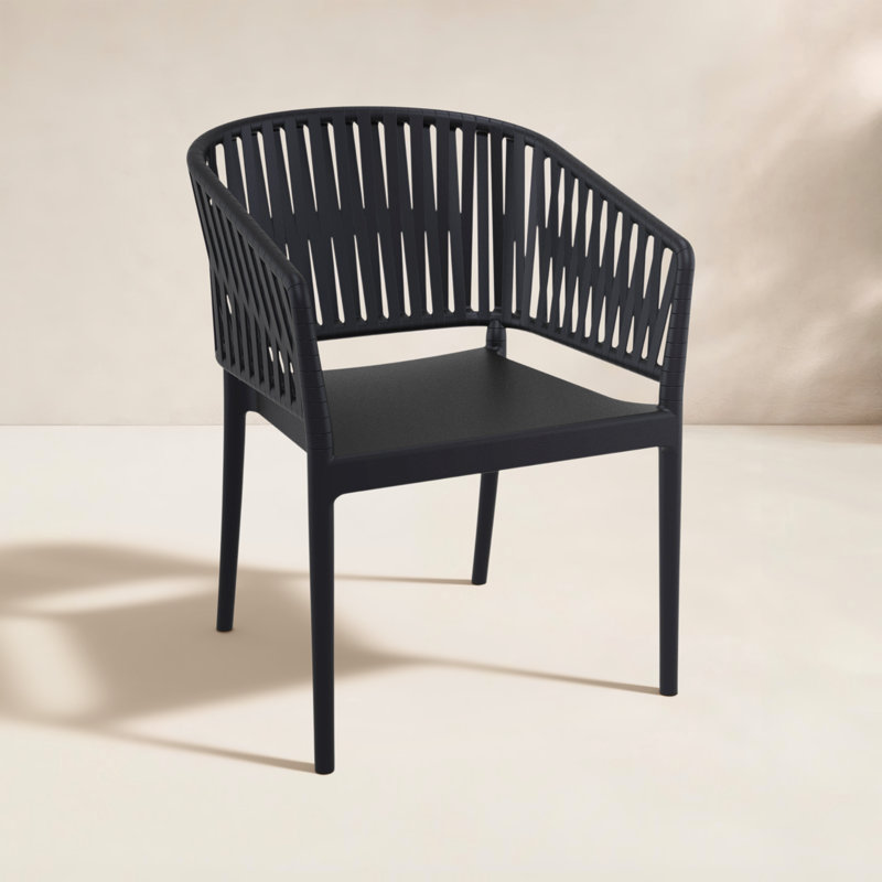 Newport Outdoor Stacking Dining Armchair, Black