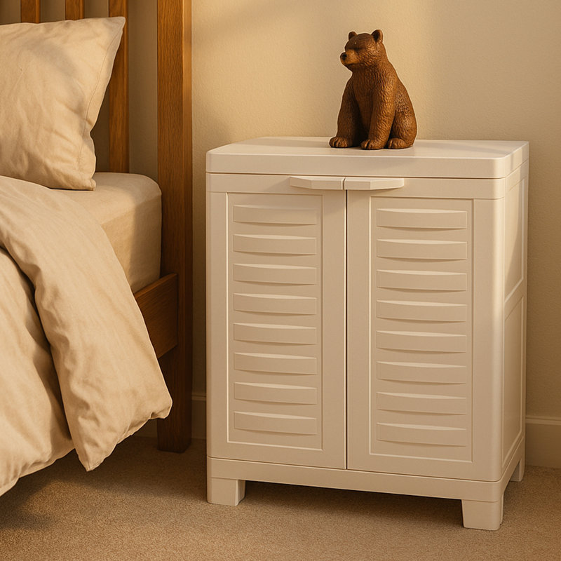 Armoire de rangement avec tablette réglable et tiroir supérieur, Blanc moucheté