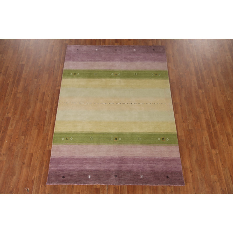 Tapis indien rayé Gabbeh 6 x 8