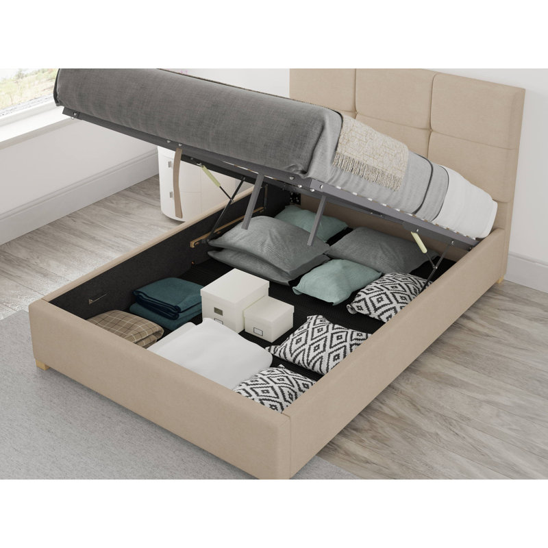 Moyers Upholstered Ottoman Storage Bed, Beige, Small Double (4')