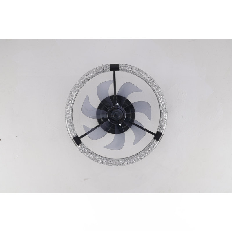 Ventilateurs de plafond 20 po avec ensemble, source de lumière DEL et télécommande, ventilateur DEL encastré moderne à intensité variable 3000-6500K, 6 vitesses, moteur à courant continu silencieux pour le salon, la chambre à coucher, la cuisine - noir mat