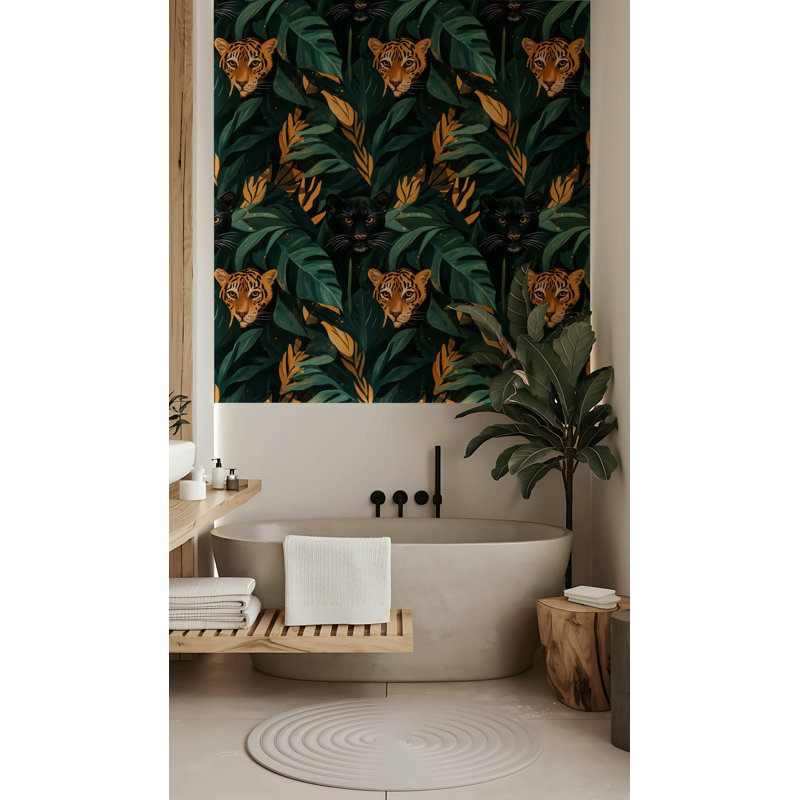 Papier peint chat tropical dans la jungle