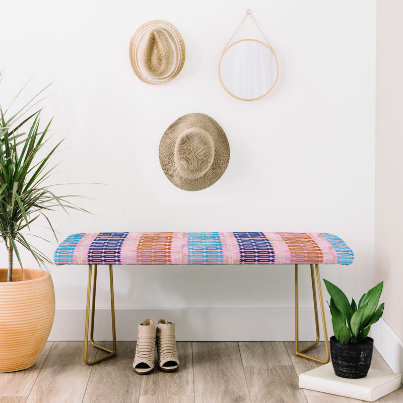 Schatzi Upholstered Bench, Pink/Blue/Orange/ Ikat