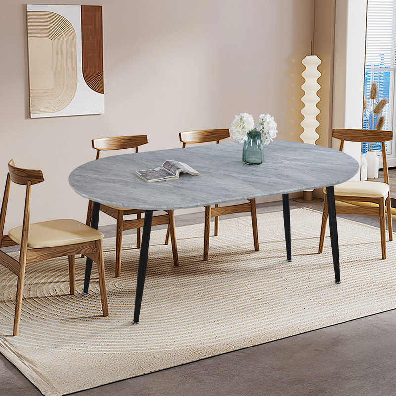 Extensible Dining Table, Black, Gray