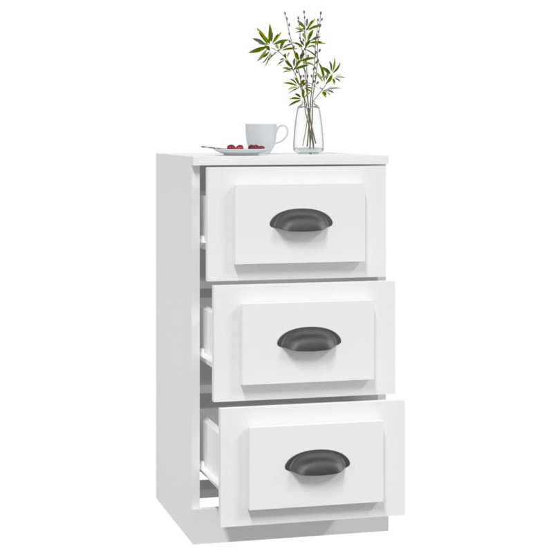  Sideboard Engineered Wood, Metal Small Sideboard, White
