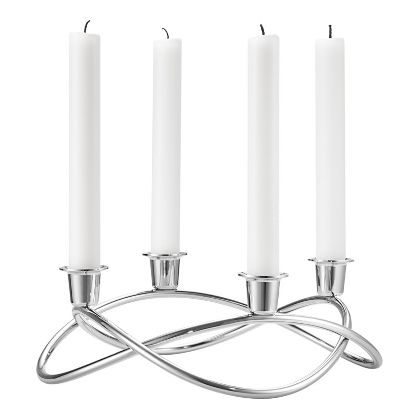 Season 3.54" Stainless Steel Tabletop Candelabra, Stainless Steel