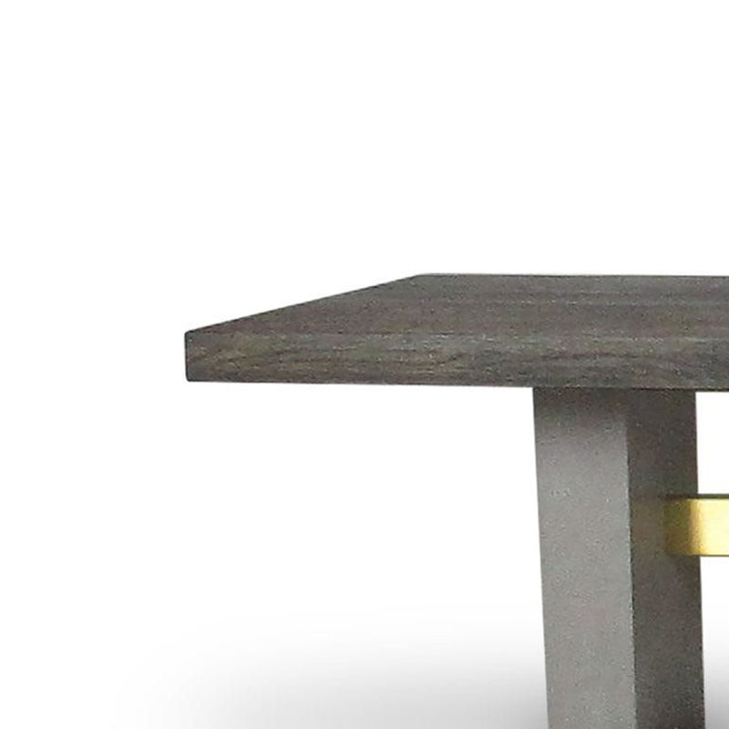 Table de salle à manger Cid Coe, plateau en noyer brun de 94 po, piédestal en béton gris