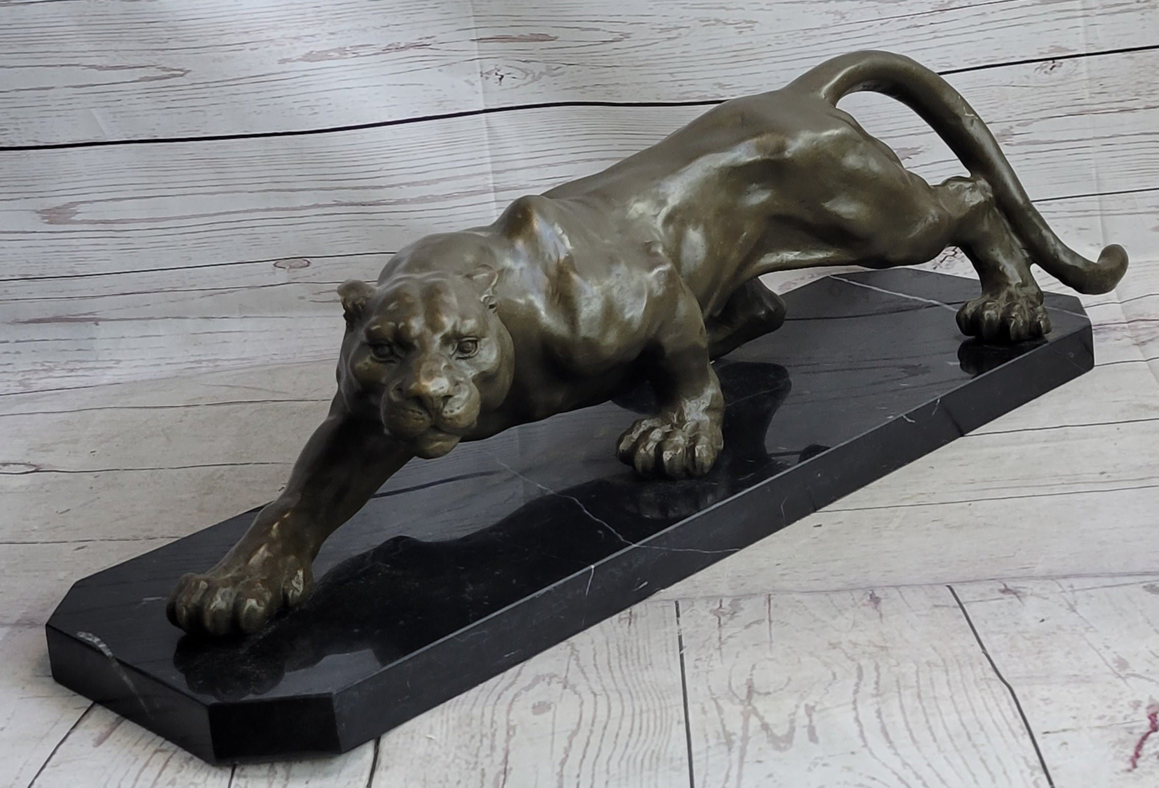 Bungalow Rose Stalking Panther Cougar Lioness Bronze Sculpture Statue ...