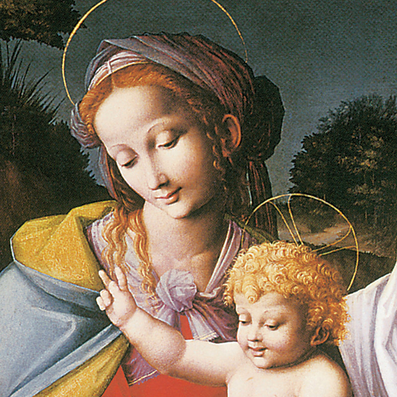 "La Vierge et l'enfant avec St. Elizabeth et St. John the Baptist" par Francesco d'Ubertino Verdi (Bachiacca), reproduction d'art encadrée