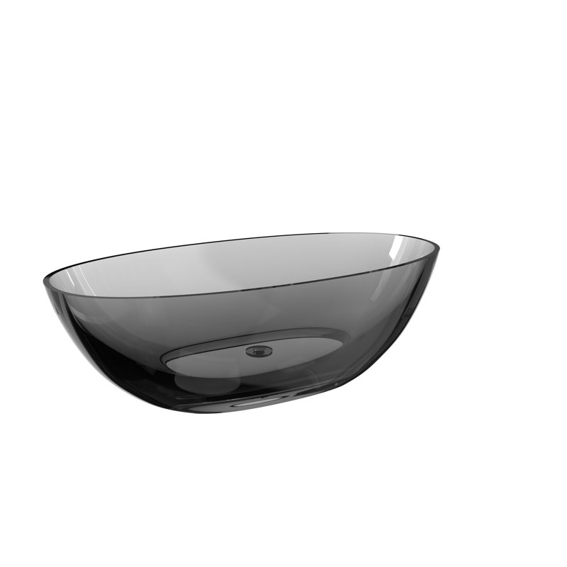 71'' X 35'' Freestanding Soaking Solid Surface Bathtub, Gray