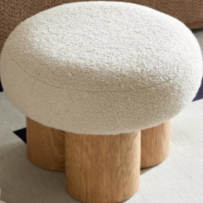 Mushroom Stool, Brown Lamb Wool Seat, Barrel PVC Pipe With Walnut Veneer by Orren Ellis