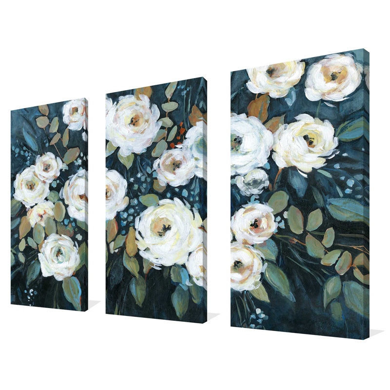 "Moonlit Garden I", ensemble de 3 impressions sur toile