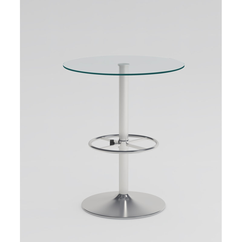 Chrome Finish 30" Contemporary Glass Round Counter Table