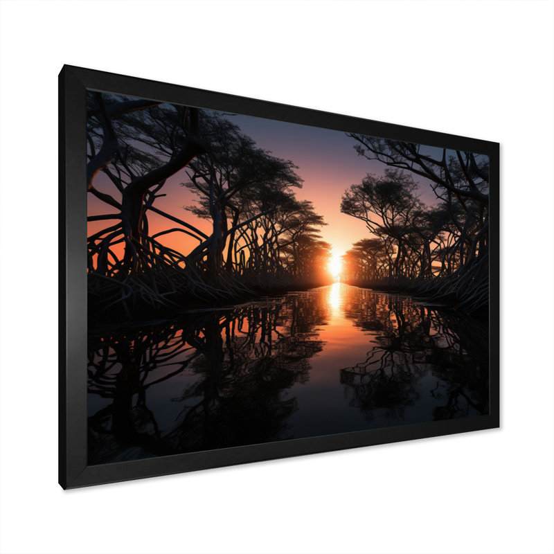 Florida Mangrove Shadows - impression, Cadre simple noir, H 34 po x l 44 po x P 1,5 po