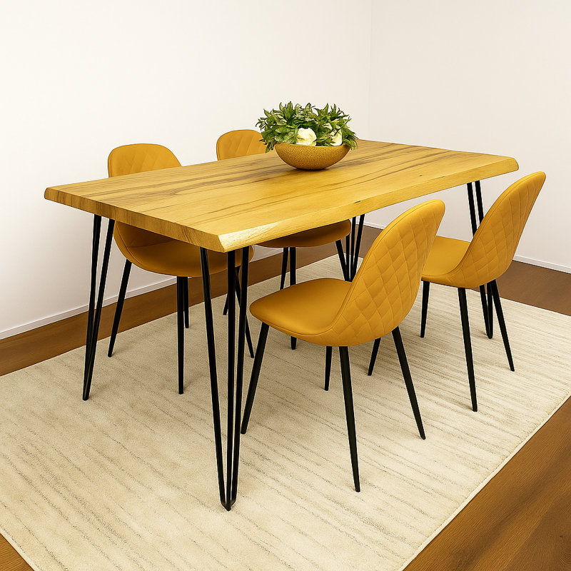 4 - Person Dining Set, Yellow, 75cm H x 117cm W x 77cm D