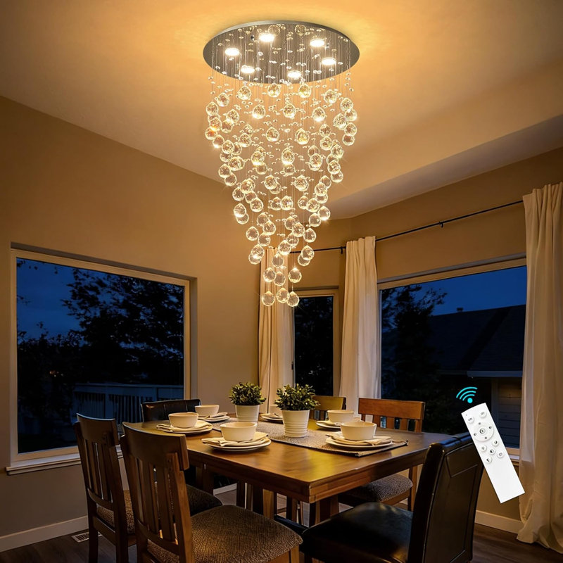 Lustre rond en cristal, Round Plate, Chrome chrome