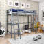 Structure de lit mezzanine simple Diamonde avec bureau incliné et échelle en bois massif gris