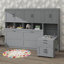 Lit escamotable simple mural avec placard, tiroirs et bureau