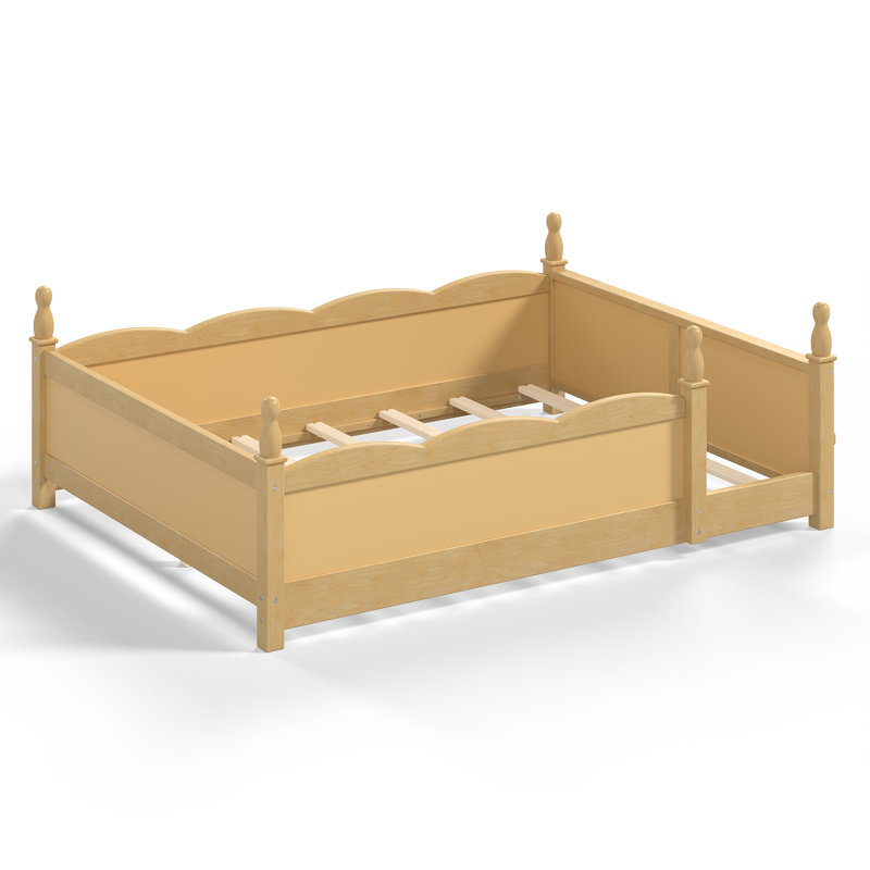 Lit double sécuritaire avec rangement, panneau de fibres à densité moyenne en bois de style Montessori pour chambre d'enfant