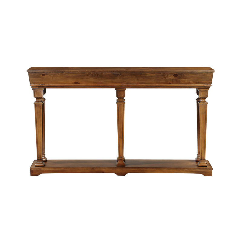 Console élégante avec finition en chêne avec tablette - Rehausse la beauté de votre salon avec plateau rectangulaire et tablier pour un attrait intemporel