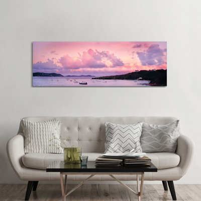 Boats In The Sea, Coral Bay, Saint John, U.S. Virgin Islands - Wrapped Canvas Panoramic Print