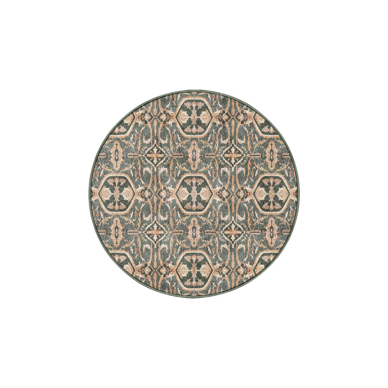 Srisha Hand Loomed Washable Oriental Indoor Rug, Round 6'