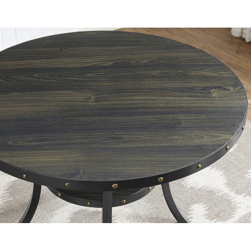 Ensemble de salle à manger élégant en bois espresso avec chaises cloutées confortables pour un espace repas harmonieux et invitant