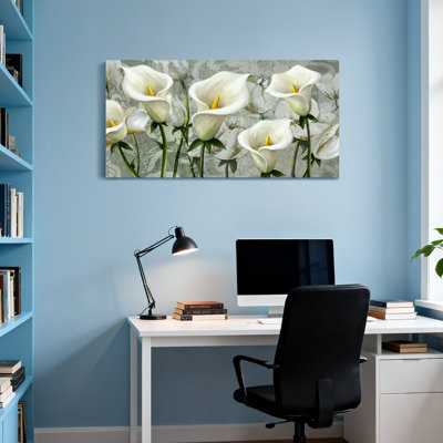 Plants & Flowers White Calla Lilies On Gray Background
