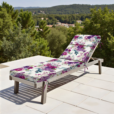  Coussin de patio extérieur d'extérieur 3 po à motif de fleurs mauves à l'aquarelle